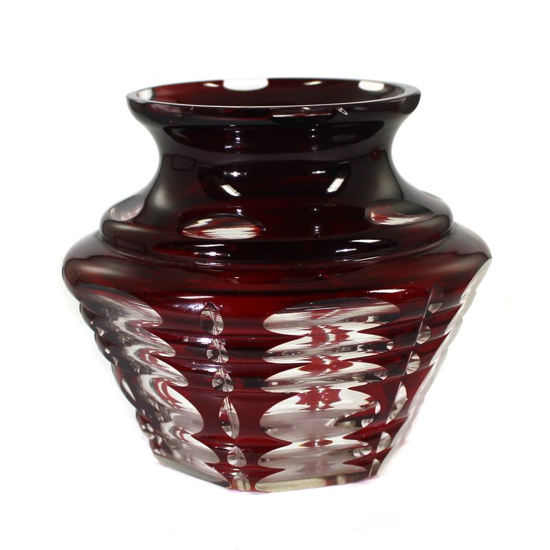 Vase of colorless glass with copper-ruby overlay, Haida Vocational School, c. 1915–20