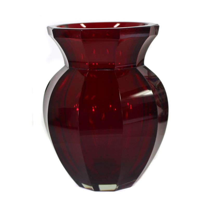 Gold-ruby glass vase, multi-faceted, Josephinenhütte or Riedel, circa 1930