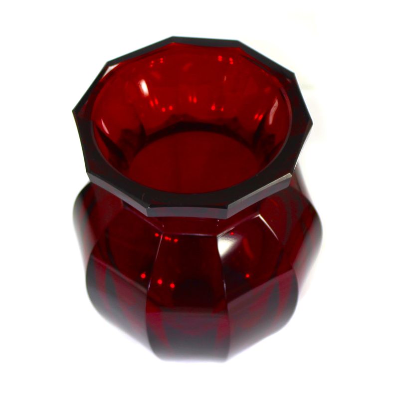 Gold-ruby glass vase, multi-faceted, Josephinenhütte or Riedel, circa 1930