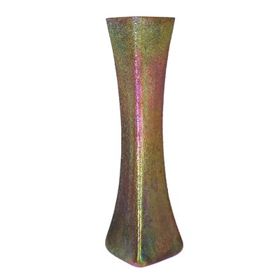 Jugendstil Vase mit bernsteinfarbenen Farbkröseln, Josephinenhütte um 1897