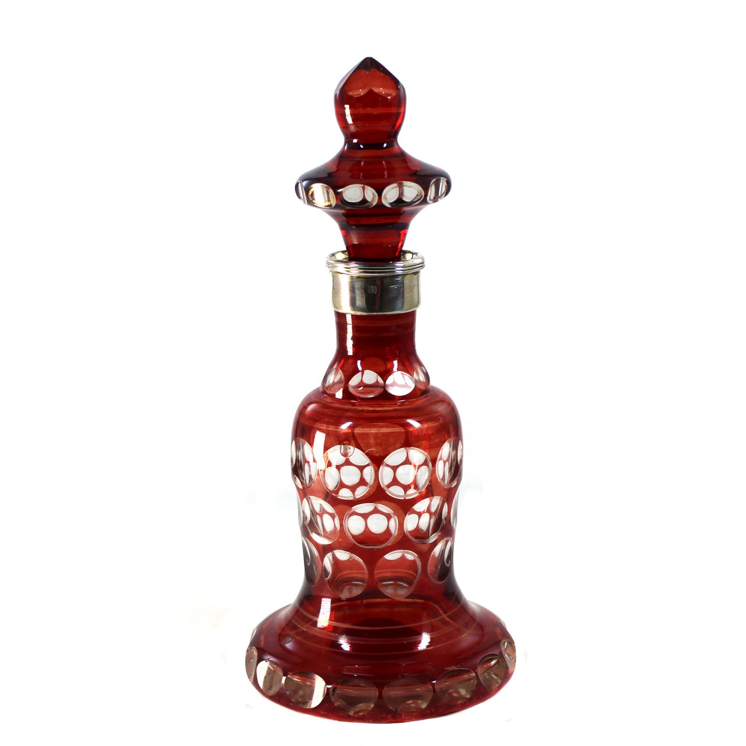 Glazed glass bottle with stopper and 875 silver mount, second half of the 19th century.