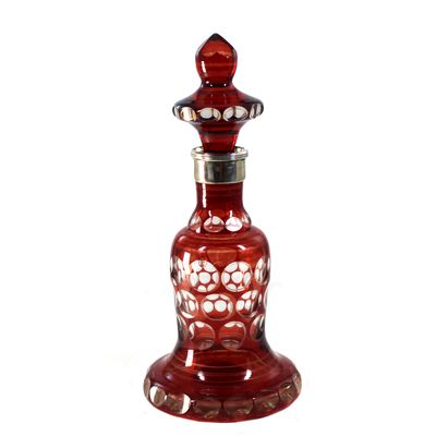 Flakon mit Stöpsel aus lasiertem Glas mit 84er Silbermontur, 2 Hft. des 19.Jh.