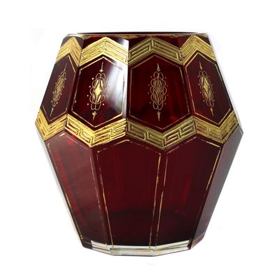 Vase mit rubinroten Unterfang, Entw. H. Eiselt, Steinschönau um 1925