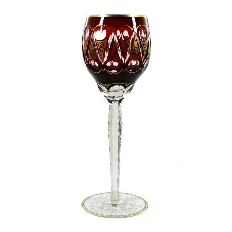 Stem glass with copper ruby overlay and gold painting, Josephinenhütte around 1910
