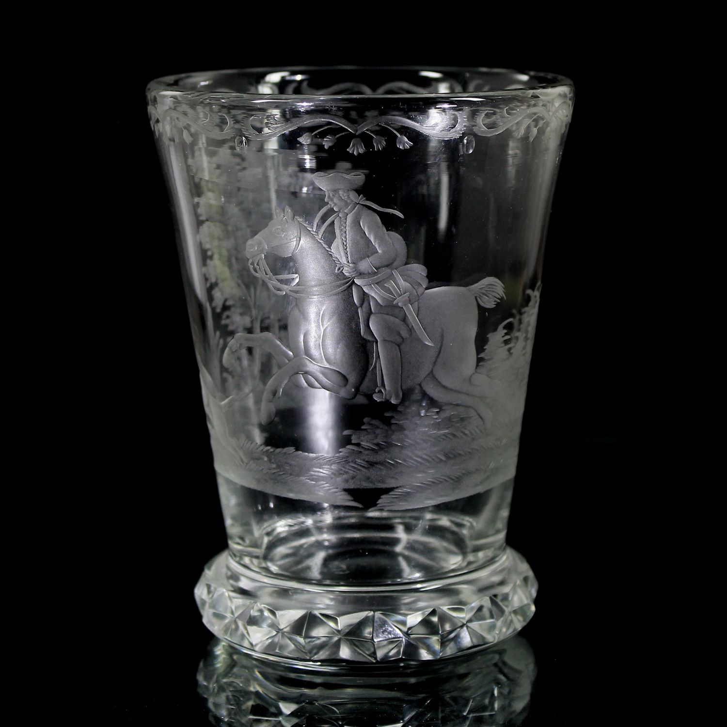 Ranftbecher with an engraved depiction of a horseman, signed Edgar Benna