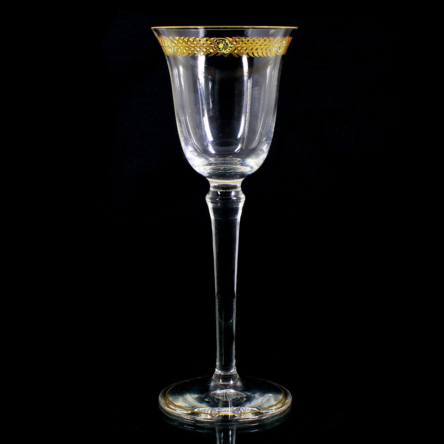 Stem glass with relief and polished gold painting, Josephinenhütte, Franz Pohl around 1900