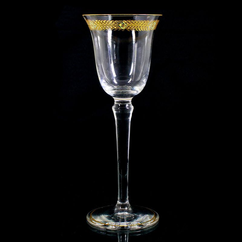 Stem glass with relief and polished gold painting, Josephinenhütte, Franz Pohl around 1900