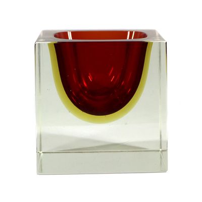 Schale aus farblosem Glas mit roten Innenfang, Seguso Vetri d´Arte
