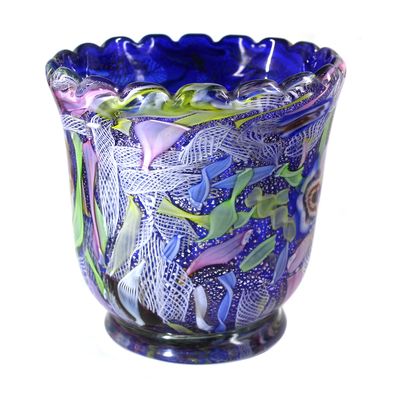 Vase mit Zanfiricostäbe &amp; Murrinen, Rest of the Day, AVEM, 1950er Jahre