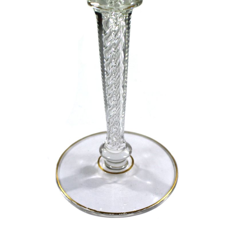 Stemmed glass with air-twist filigree and etched gold decoration, Saint-Louis, circa 1900.