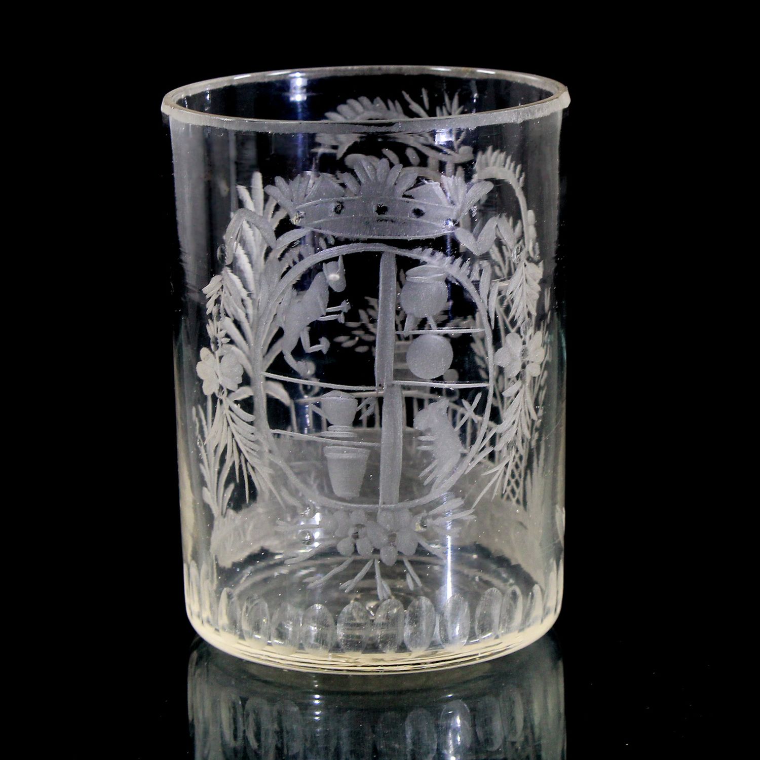 Cylindrical beaker with crowned coats of arms, early 19th century.