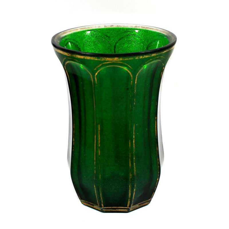 Multi-faceted cup made of white alabaster glass with gold lines, Josephinenhütte