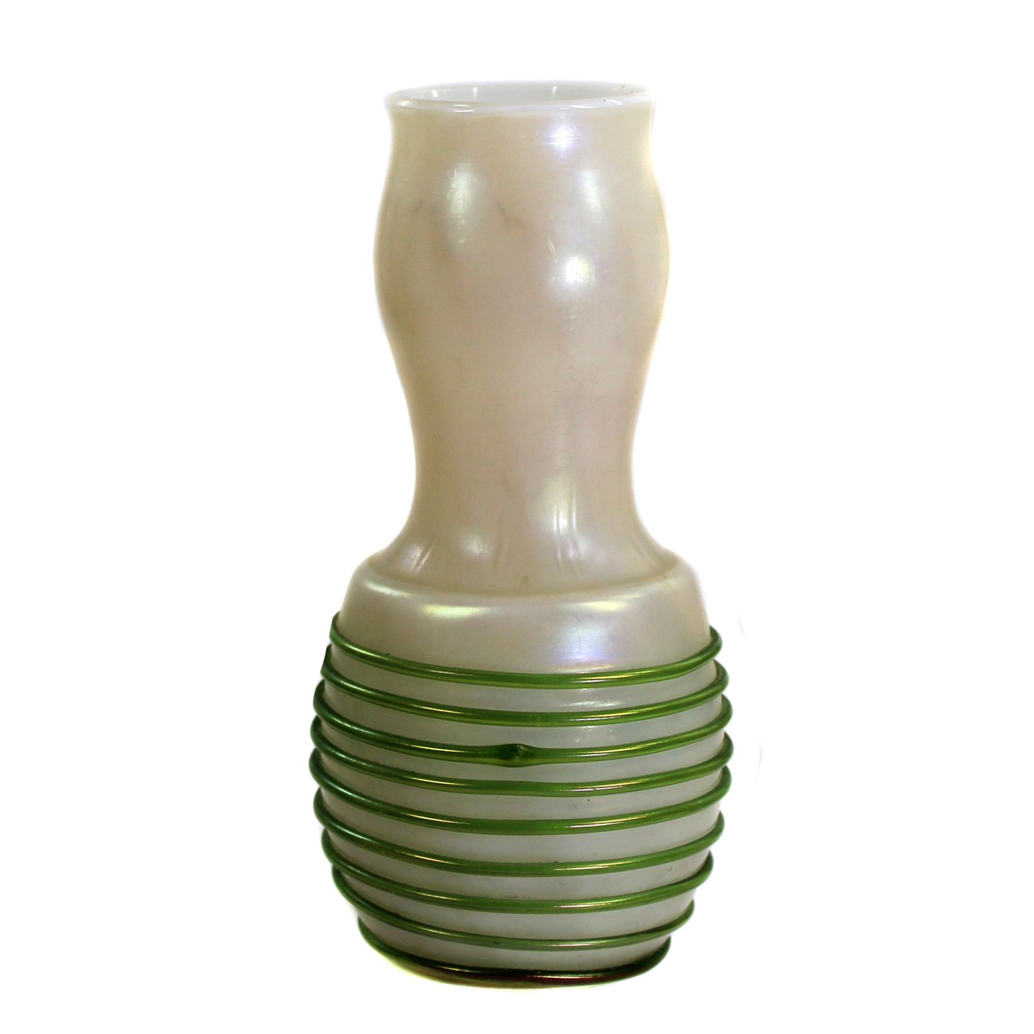 Vase with mother-of-pearl decoration and green glass threading, Kralik, circa 1900