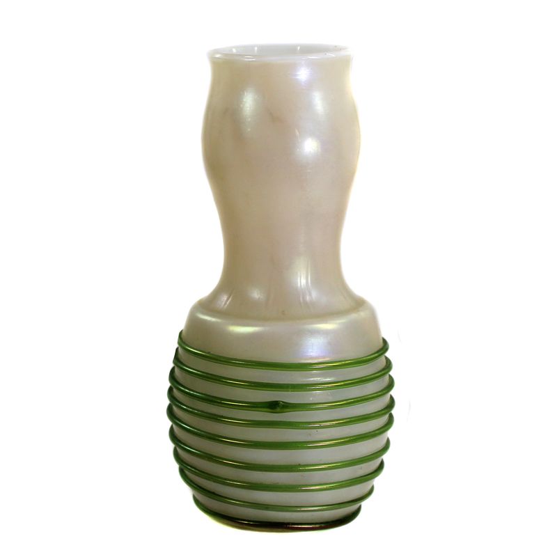 Vase with mother-of-pearl decoration and green glass threading, Kralik, circa 1900