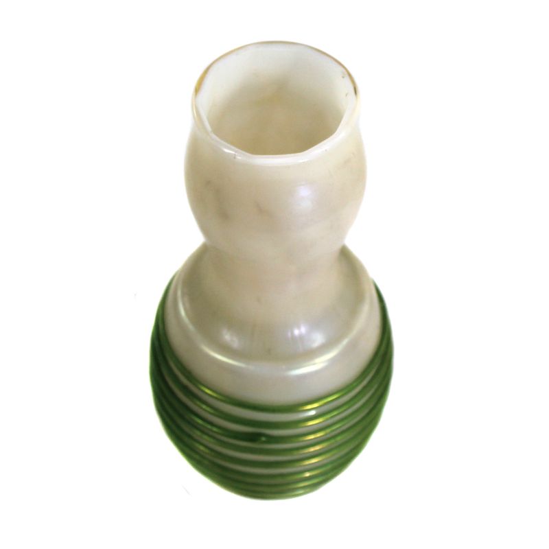 Vase with mother-of-pearl decoration and green glass threading, Kralik, circa 1900