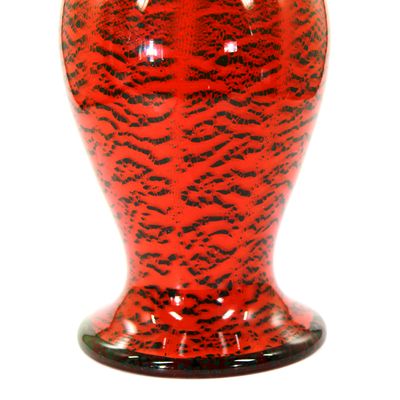 WMF Ikora Vase mit roten Innenfang und schwarzen Pulvereinschmelzungen
