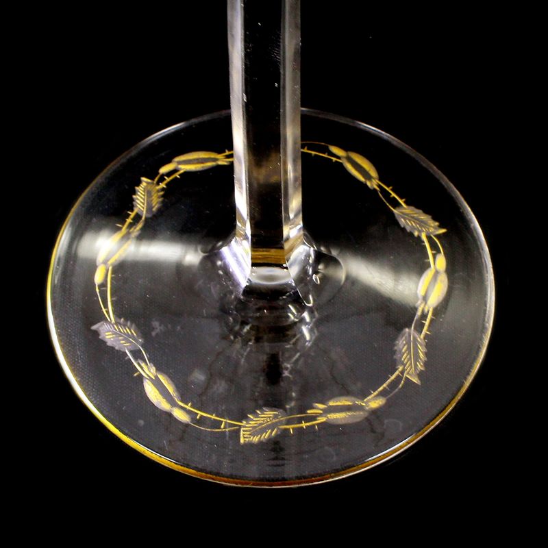 5 early champagne glasses from the Rose series, Moser in Karlsbad around 1902