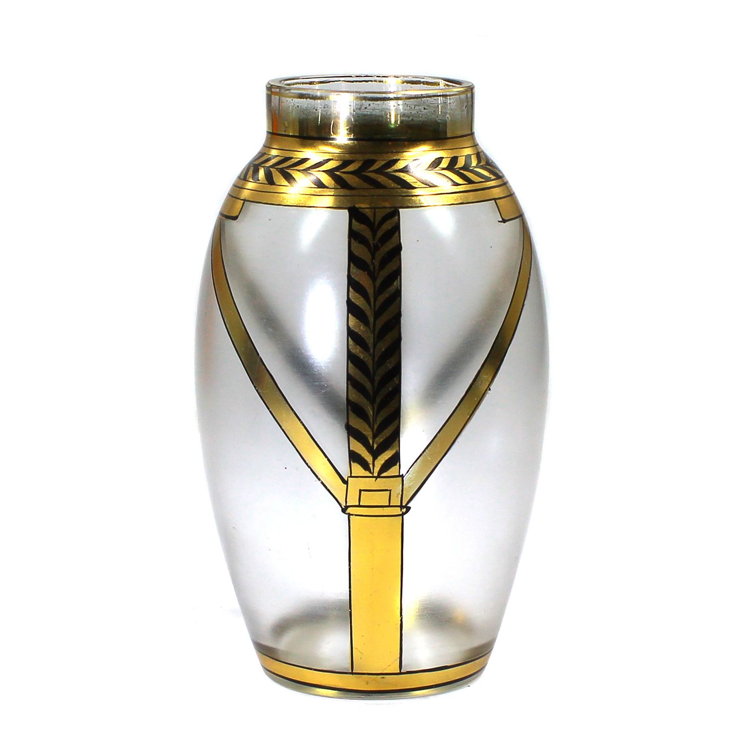 Small vase with ornamental decoration painted in gold and fine black, Haida