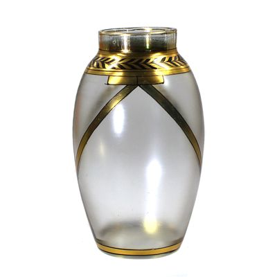 Kleine Vase  mit ornamentalem Dekor in Gold- und Edelschwarzmalerei, Haida