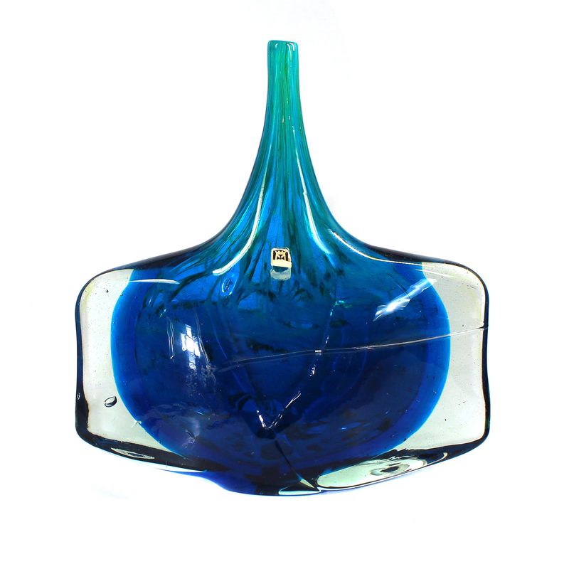 Axehead vase by Mdina Glass, Malta, signed by Joseph Said, 1973.
