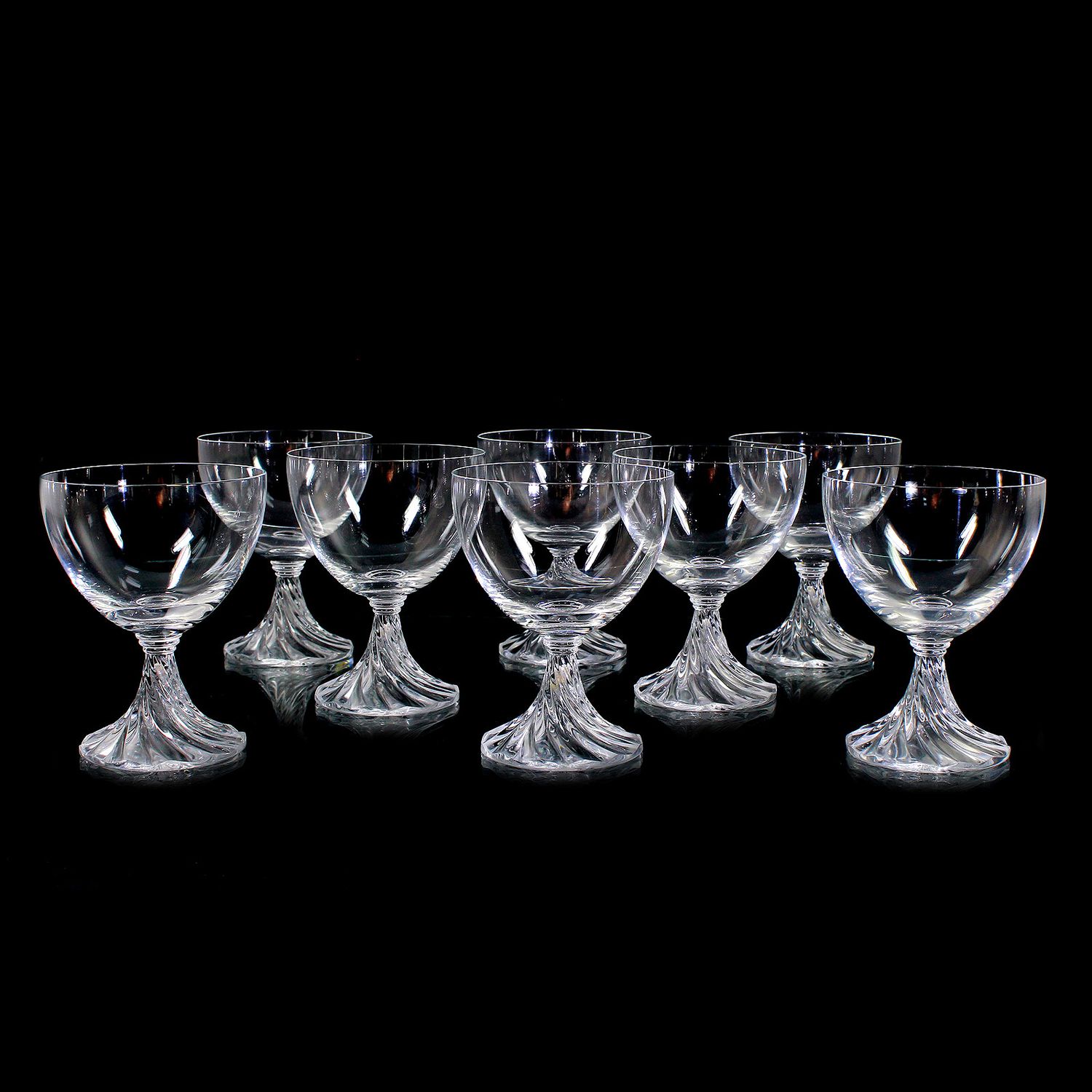8 Madeira glasses made of crystal glass, Lalique, Rambouillet series around 1955-70.