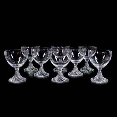 8 Madeira Gläser aus Kristallglas, Lalique, Serie Rambouillet um 1955-70.