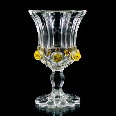 Fussbecher aus farblosem Glas mit aufgesetzten Batzen, Meyr`s Neffe, 19.Jh.