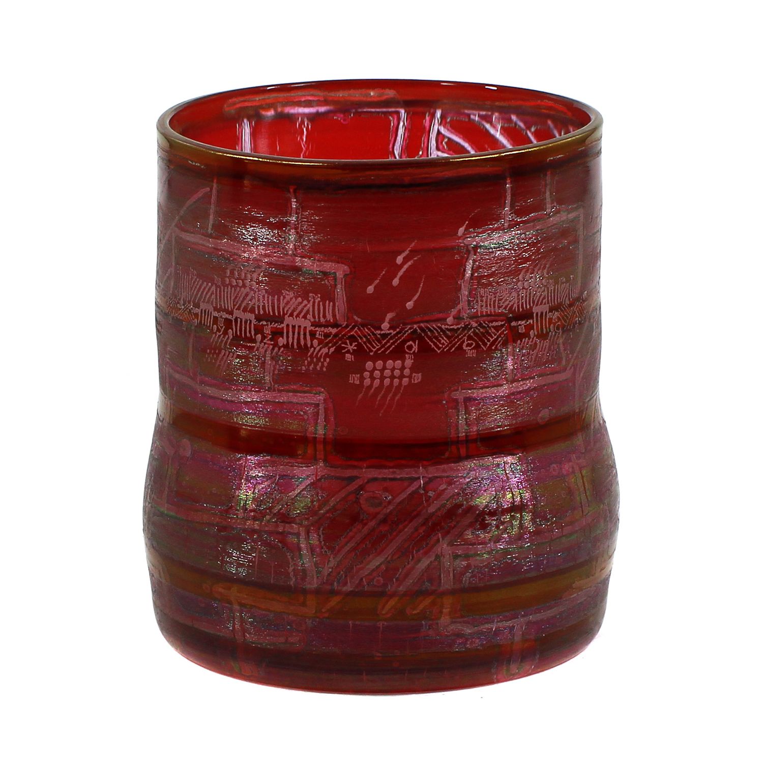 Painted beaker vase, Isgard Moje-Wohlgemuth, signed 1984