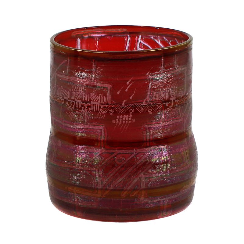 Painted beaker vase, Isgard Moje-Wohlgemuth, signed 1984