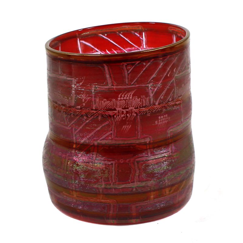 Painted beaker vase, Isgard Moje-Wohlgemuth, signed 1984
