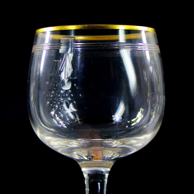 6 stem glasses / Art Nouveau Roman with faceted Nodus, Regenhütte around 1903-10