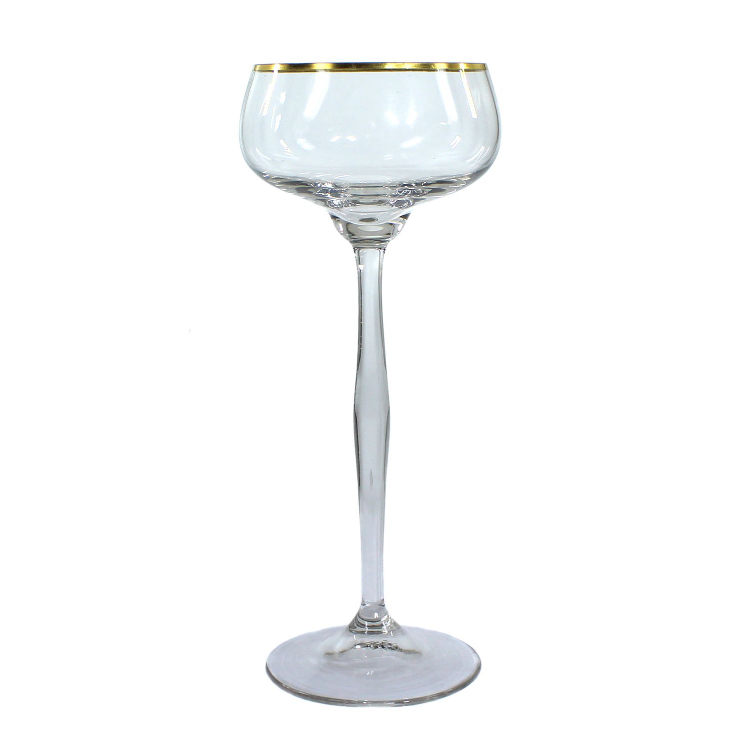 Stemmed glass in colorless glass with a gold rim, Theresienthal, form 1496