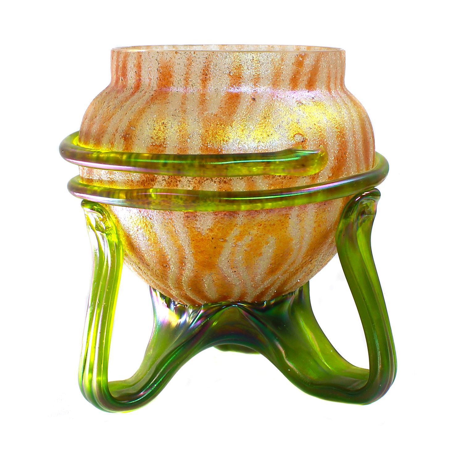 Vase with applied trailing thread decoration, Wilhelm Kralik Sohn, c. 1900