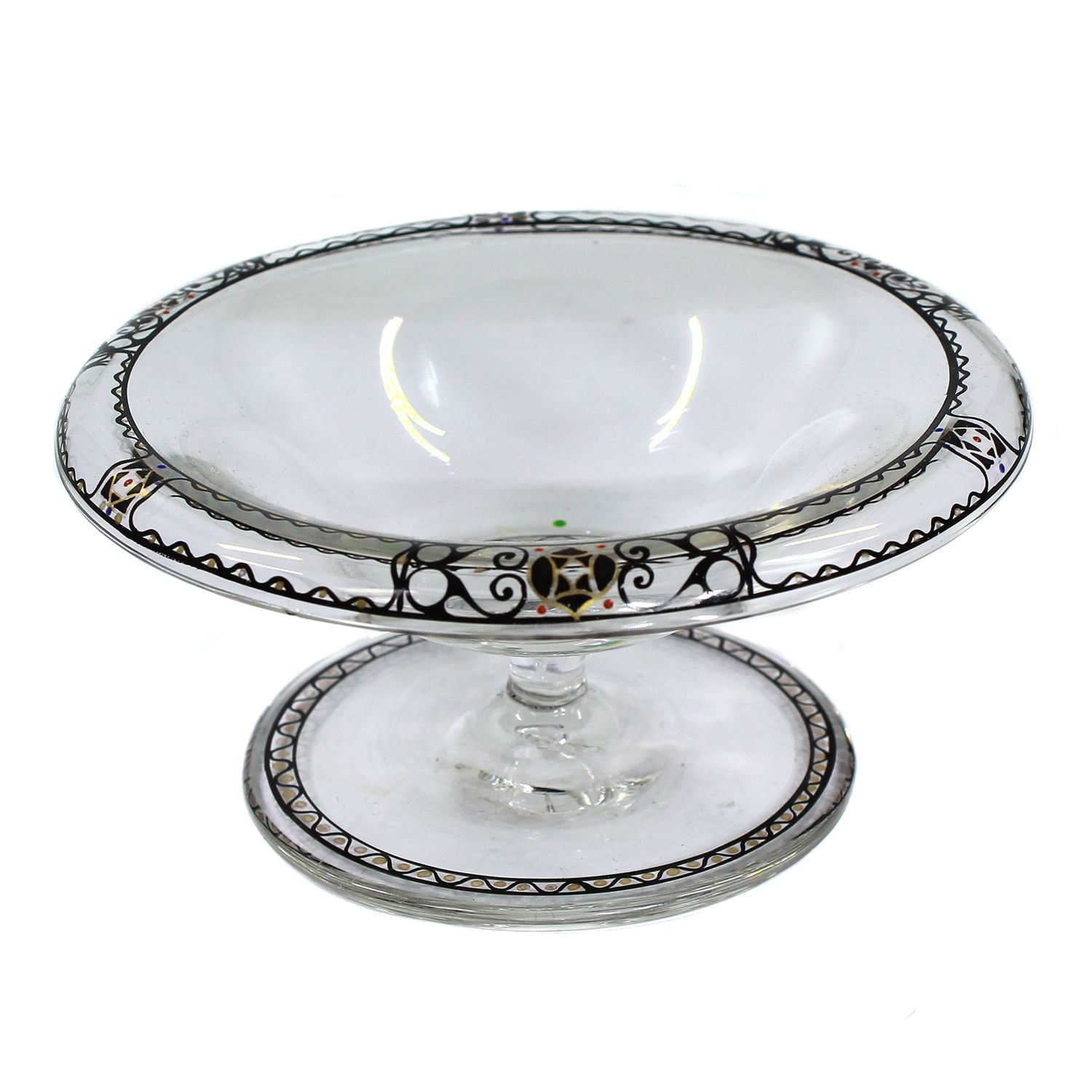 Footed bowl with a sophisticated black finish and a polka-dot pattern, Meyr's Neffe