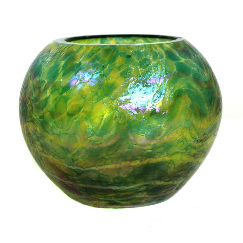 Small vase with crumb melts and covered threads, F. Heckert around 1900