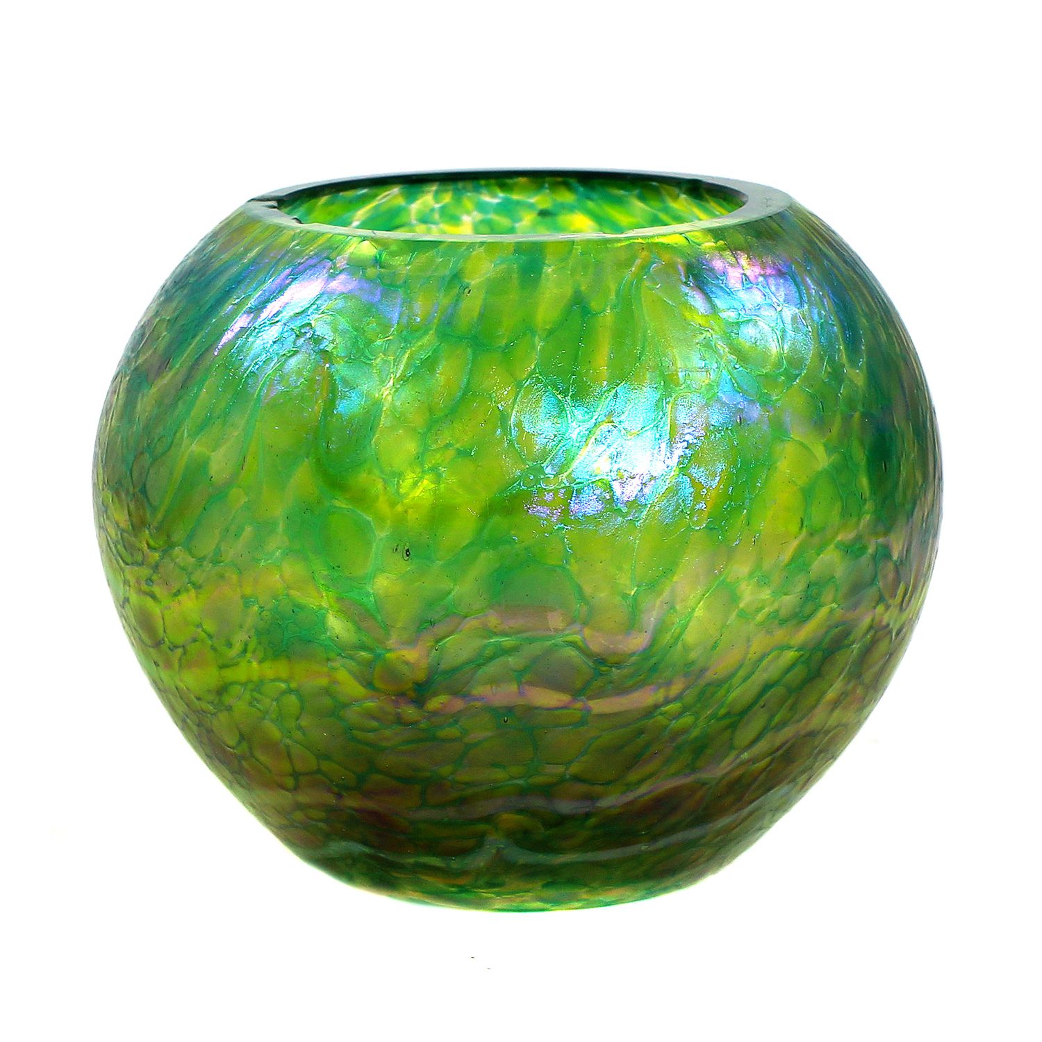 Small vase with crumb melts and covered threads, F. Heckert around 1900