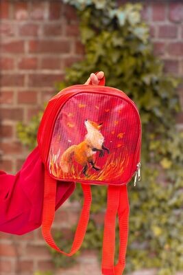 Handbemalter Rucksack mit einem springenden Fuchs