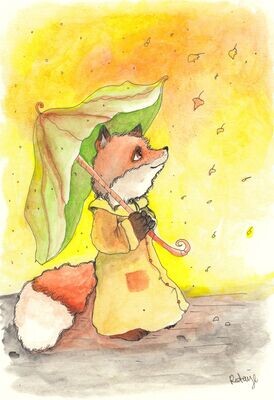 Der Kleine Fuchs mit Schirm Kunstdruck