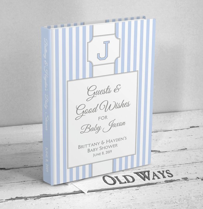 Monogram Baby Boy Shower Guest Book in Light Blue