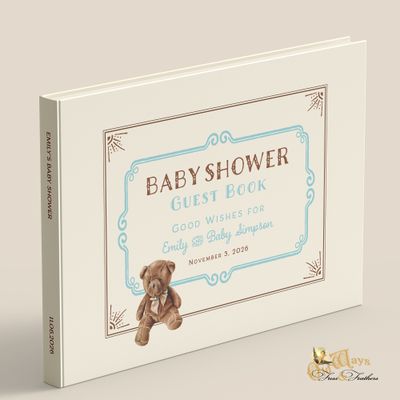 Traditional Teddy Bear Baby Shower Guest Book with Personalized Pages