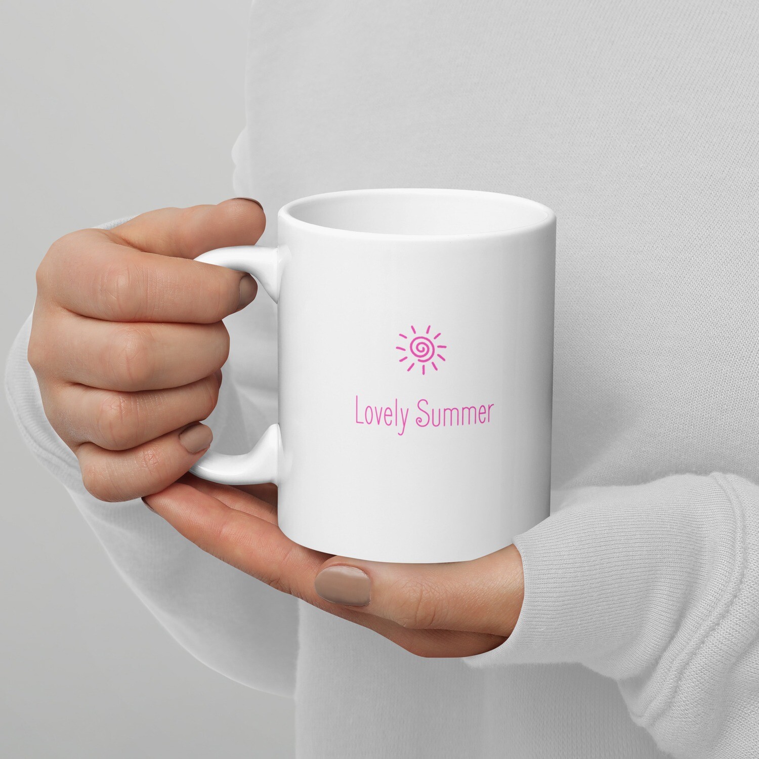 Weisse glänzende Tasse &quot;Lovely Summer&quot;