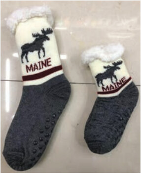 Slipper Socks - Moose - Adult