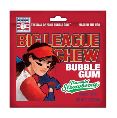 Big League Chew - Slammin&#39;a Strawberry - 2.12 oz pouch