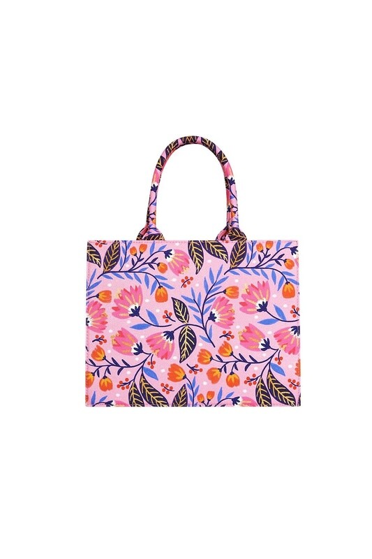 Tas bloemenprint roze
