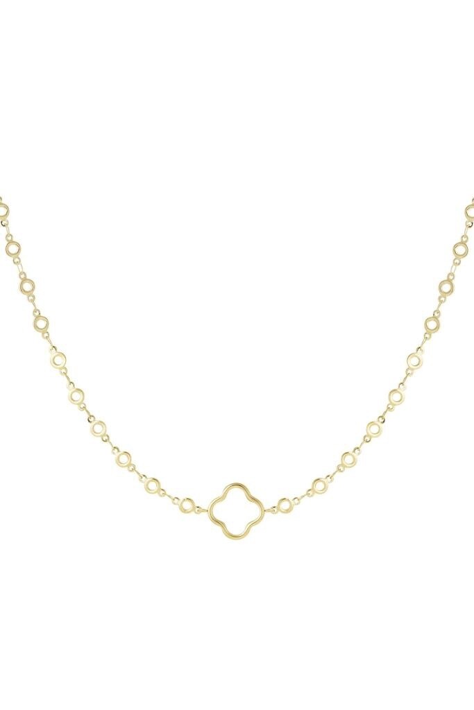 Ketting Cirkels met klaver Stainless Steel goud