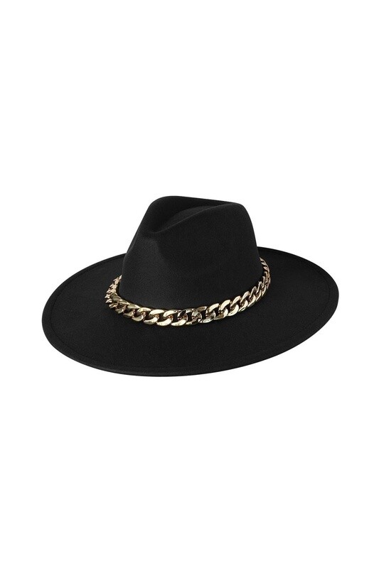 Hoed met Ketting zwart Polyester