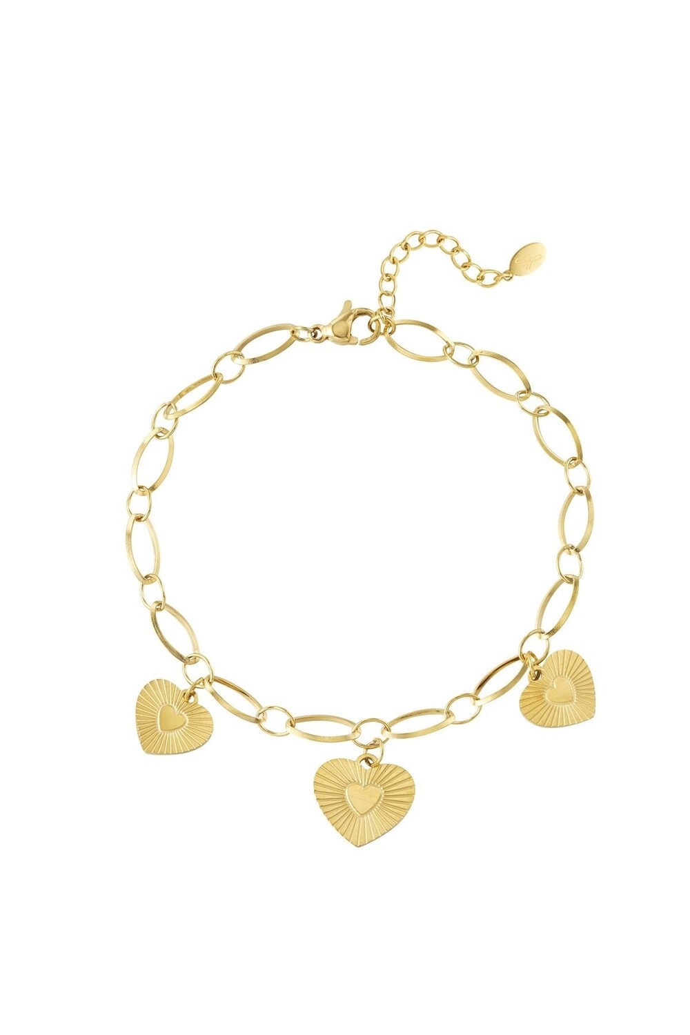 Armband 3 hart Stainless Steel goud