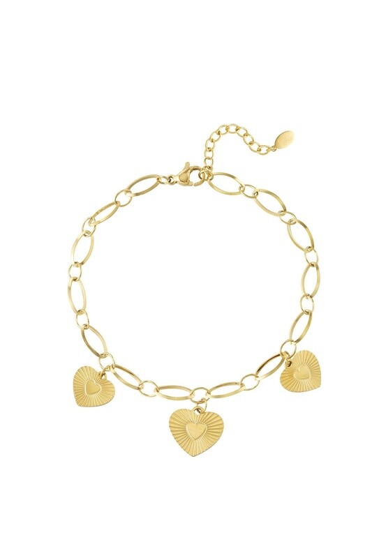 Armband 3 hart Stainless Steel goud