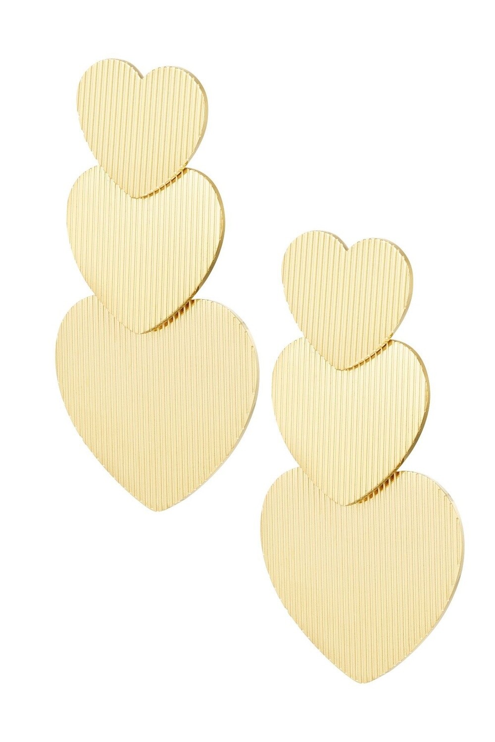Oorbel 3 keer hart goud Stainless steel