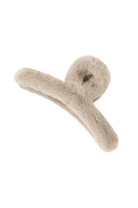 Haarclip bont beige